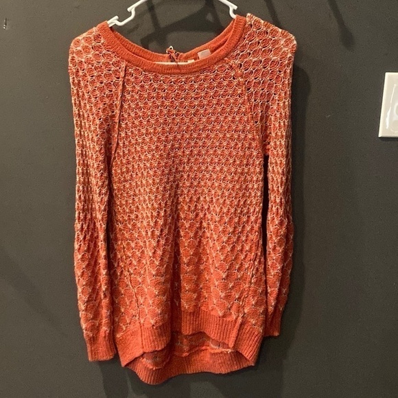Anthropologie Moth size XS open weave orange and white sweater GUC - Picture 1 of 6